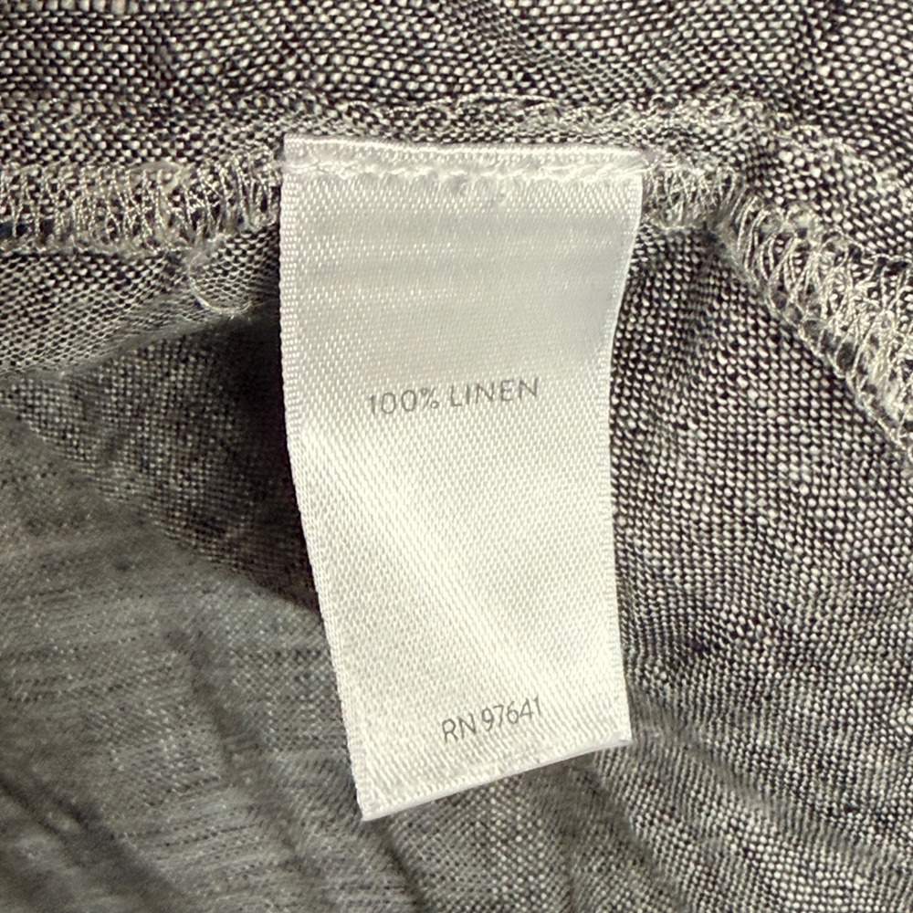 J Jill Love Linen Womens Button Down Tunic Shirt Sz XL Long Sleeve Relaxed Gray - Picture 6 of 9